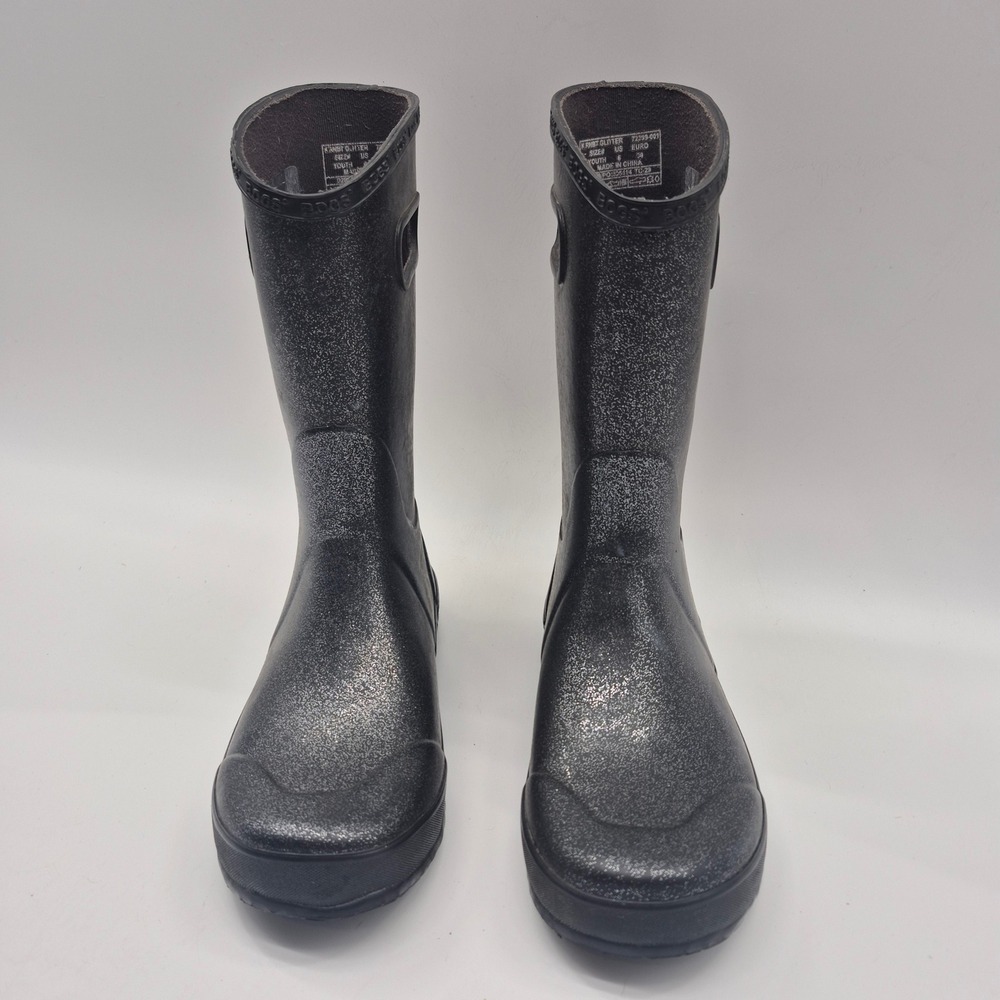 Bogs Rain Boots Youth 6 Black Glitter Waterproof Pull On